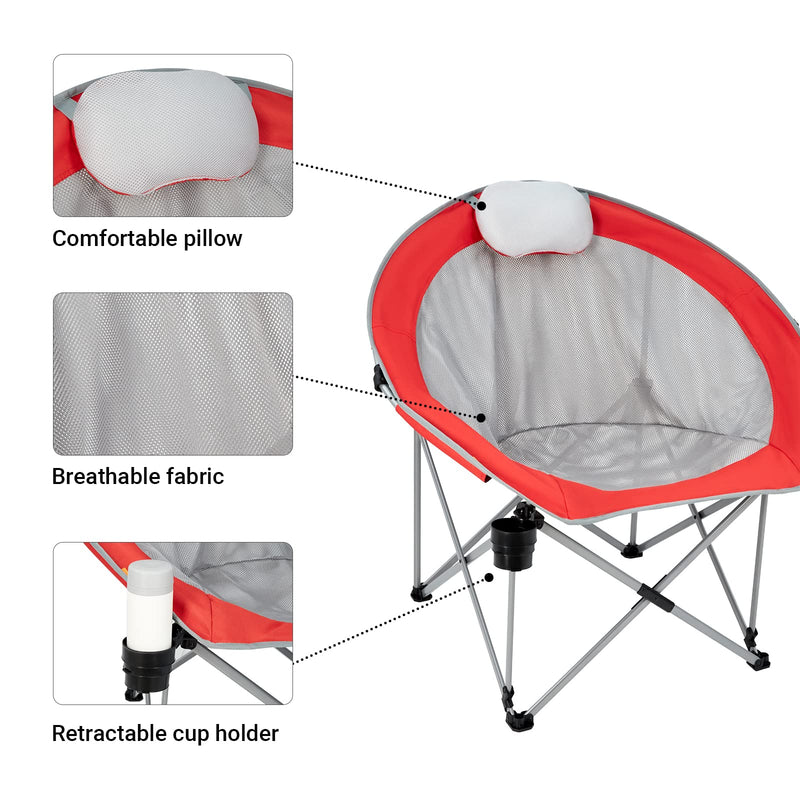 Load image into Gallery viewer, WEJOY Foldable Moon Chairs with Padded Pillow, Cup Holder
