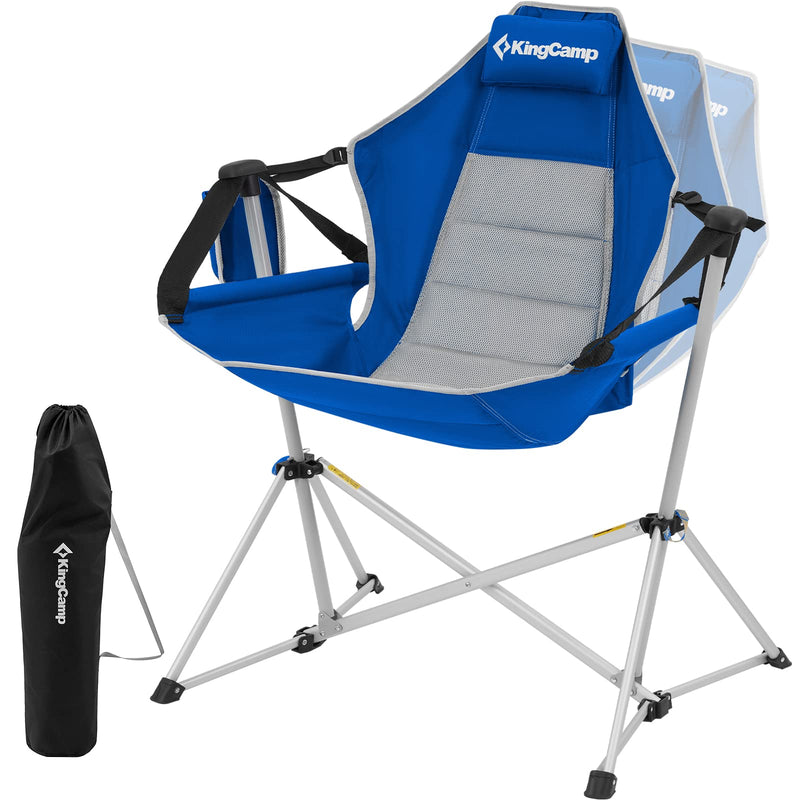 Load image into Gallery viewer, KingCamp Portable Swing Recliner Chair with Pillow Blue
