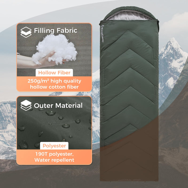 Load image into Gallery viewer, KingCamp RADAR 250 Sleeping Bag-Envelope With Hood
