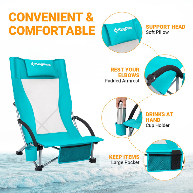 Load image into Gallery viewer, KingCamp High Mesh Back Low Sling Beach Chairs
