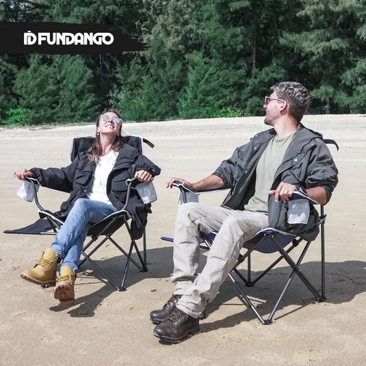 FUNDANGO Comfy Padded Camping Chair Arm Chair with Side Table