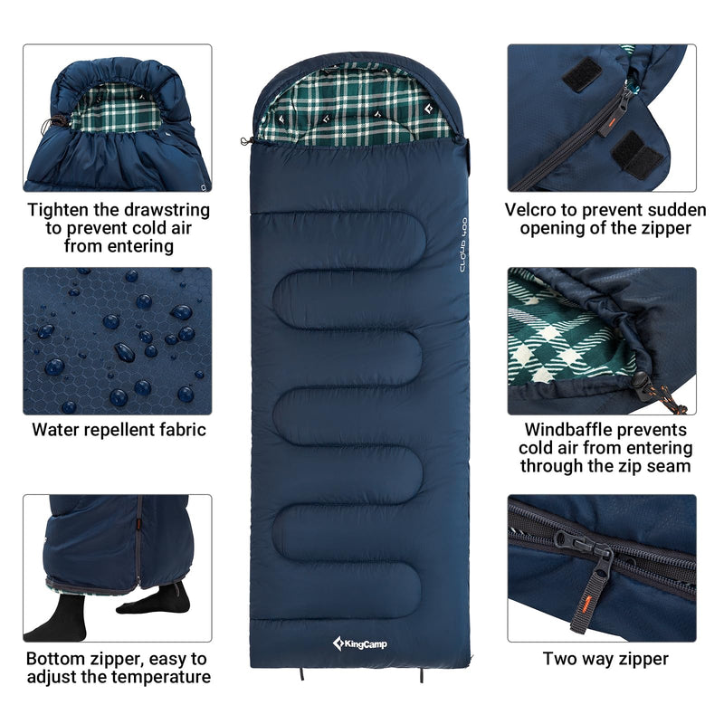 Load image into Gallery viewer, KingCamp CLOUDY 300 Flannel Lined Sleeping Bag
