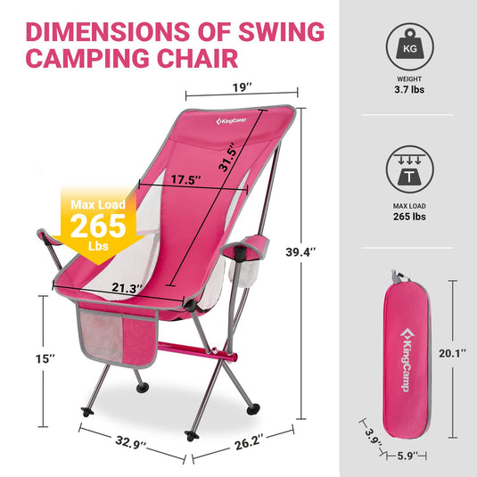 KingCamp CAMELLIA Ultralight High Back Camping Chair Ergonomic