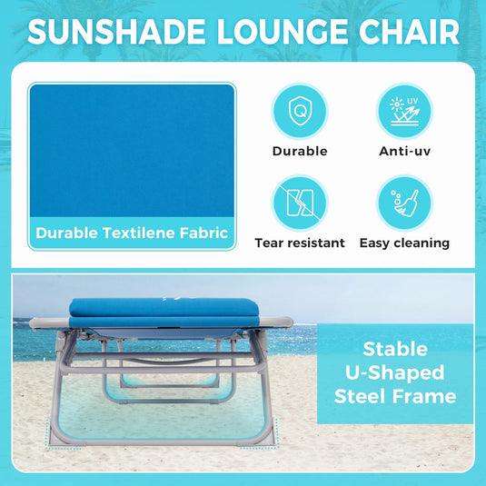 WEJOY Classic Portable Lounge Chair with Canopy Sun Shade Blue
