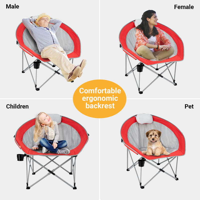 Load image into Gallery viewer, WEJOY Foldable Moon Chairs with Padded Pillow, Cup Holder
