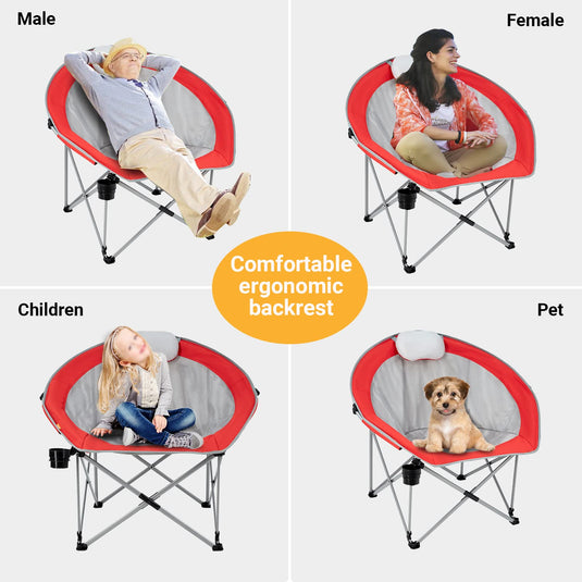 WEJOY Foldable Moon Chairs with Padded Pillow, Cup Holder