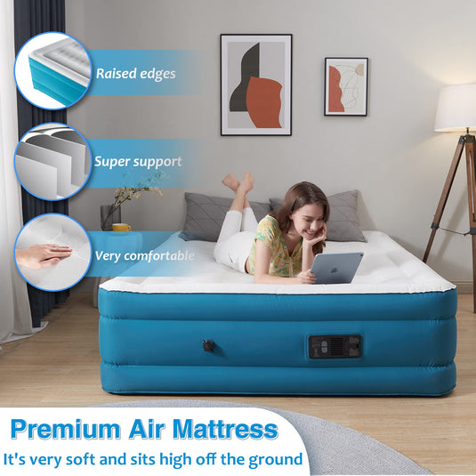 AIRELAX Adjustable Queen High Air Bed Built in Automatic Pump