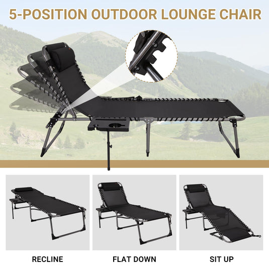 KingCamp Cool Lounge Chair Plus Textilene Lounge Chair with Side Table