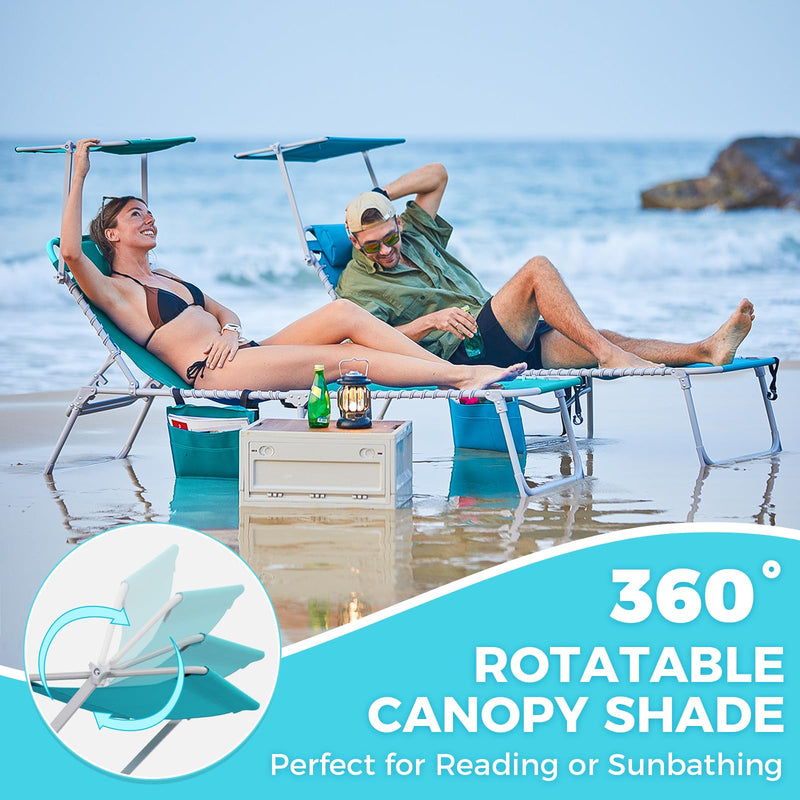 Load image into Gallery viewer, WEJOY Outdoor Patio Chaise Lounge Beach Chair – 5-Position Adjustable Recliner Cyan
