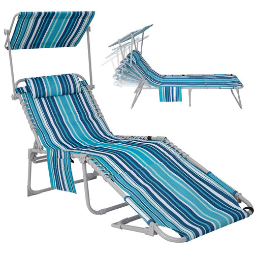 WEJOY Premium Adjustable Beach Lounge Chair Sun Loungers Striped