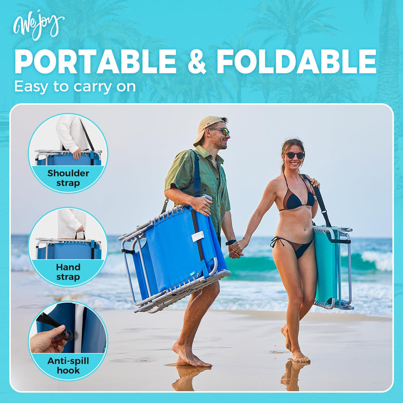 Load image into Gallery viewer, WEJOY Classic Portable Lounge Chair with Canopy Sun Shade Blue
