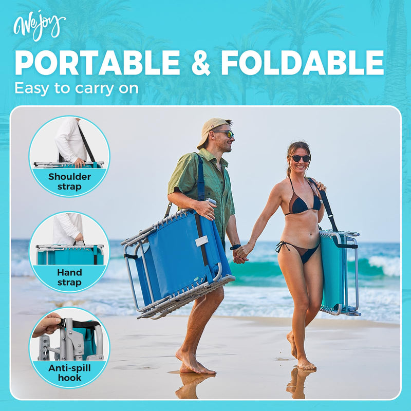 Load image into Gallery viewer, WEJOY Outdoor Patio Chaise Lounge Beach Chair – 5-Position Adjustable Recliner Cyan
