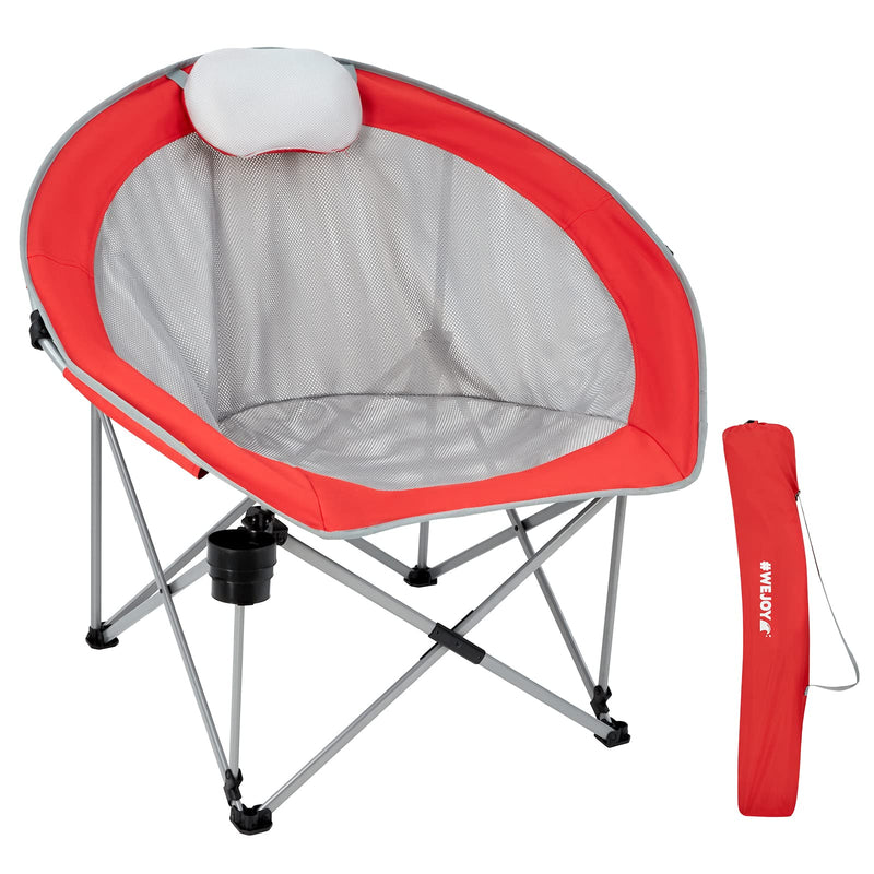 Load image into Gallery viewer, WEJOY Foldable Moon Chairs with Padded Pillow, Cup Holder
