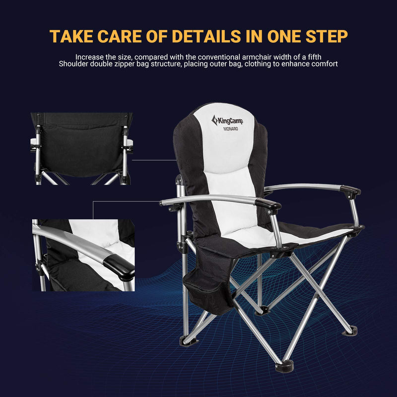 Load image into Gallery viewer, KingCamp Heavy Duty Steel Camping Chair with Zippered Backrest Pocket and Cooler Bag
