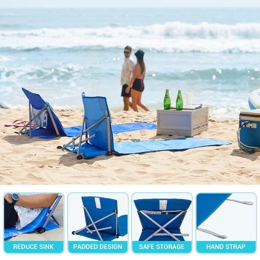 WEJOY Folding Adjustable Back Fabric Beach Lounger