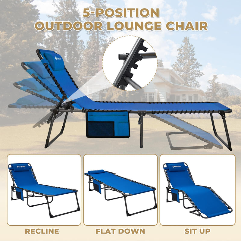 Load image into Gallery viewer, KingCamp 5 Position Outdoor Chaise Lounge Chair
