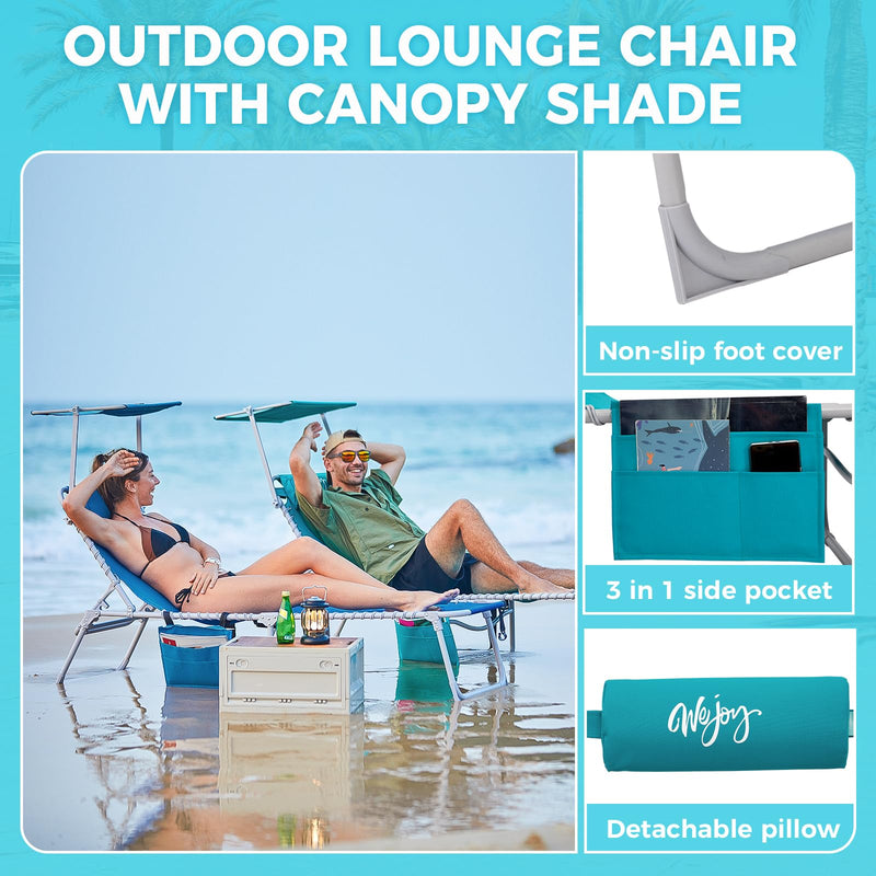 Load image into Gallery viewer, WEJOY Outdoor Patio Chaise Lounge Beach Chair – 5-Position Adjustable Recliner Cyan
