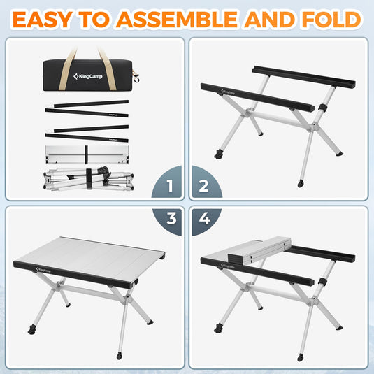 KingCamp Camping Table Aluminum Roll-Up Table