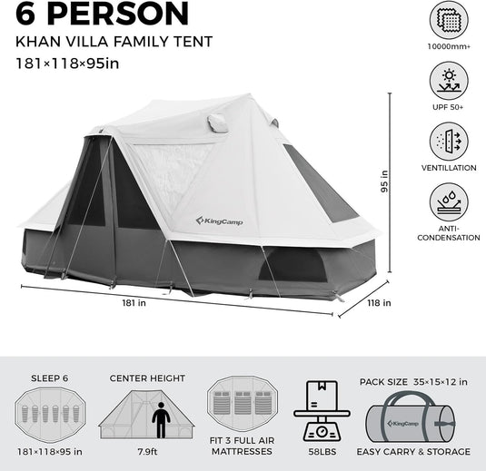KingCamp KHAN VILLA Glamping Tent For 6 Person