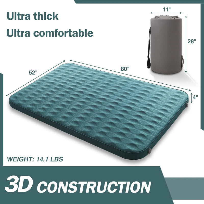 Load image into Gallery viewer, Self Inflating Sleeping Pad Queen Size Camping Mattress
