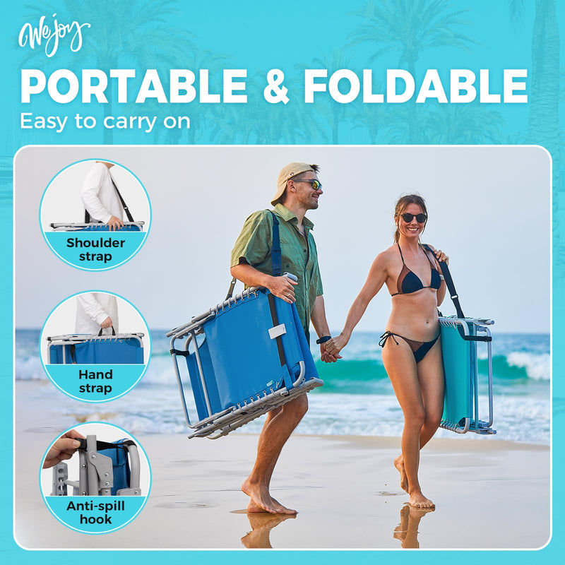 Load image into Gallery viewer, WEJOY Portable Outdoor Chaise Lounge – 5-Angle Reclining Beach Chair Easy to Carry on
