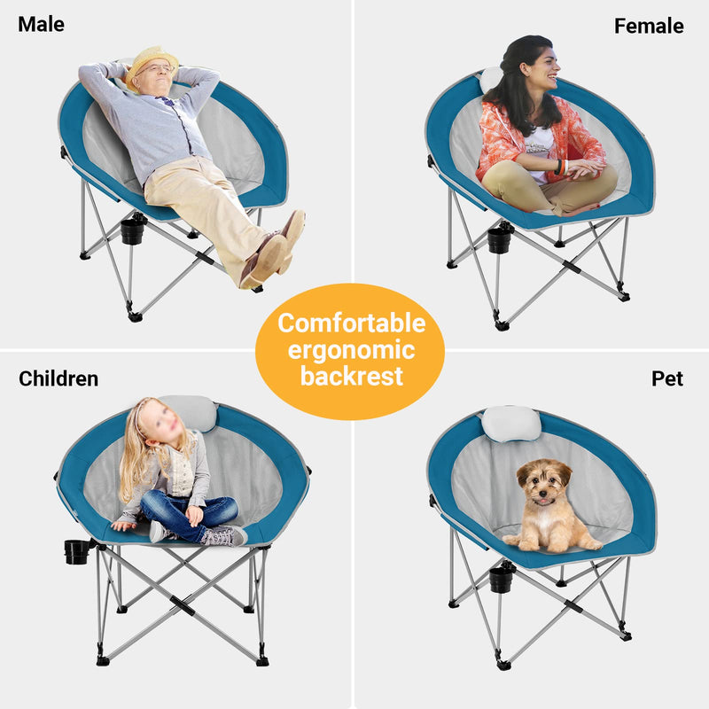 Load image into Gallery viewer, WEJOY Foldable Moon Chairs with Padded Pillow, Cup Holder
