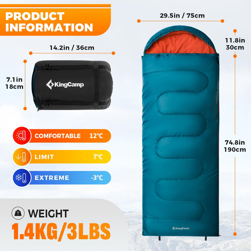 Load image into Gallery viewer, KingCamp TIGRIS 250 Sleeping Bag-Envelope With Hood
