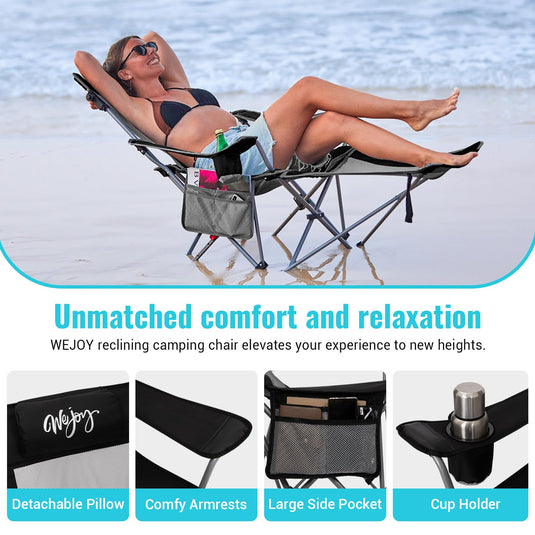 WEJOY 4-Position Reclining Camp Chair Black