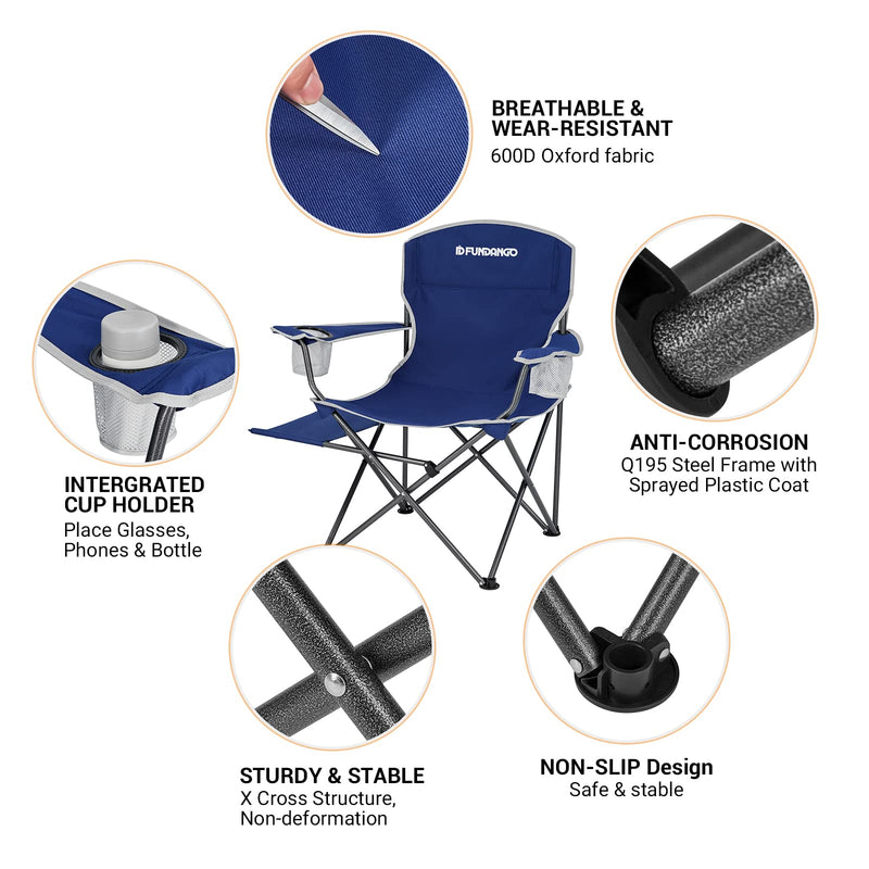 Load image into Gallery viewer, FUNDANGO Arm Chiar Plus Spacious Armchair Folding Camping Chair Strong and Stable
