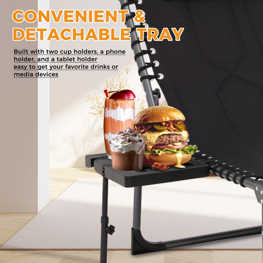 KingCamp Oversize Padded Folding Chaise Lounge Chair with Pillow & Side Table