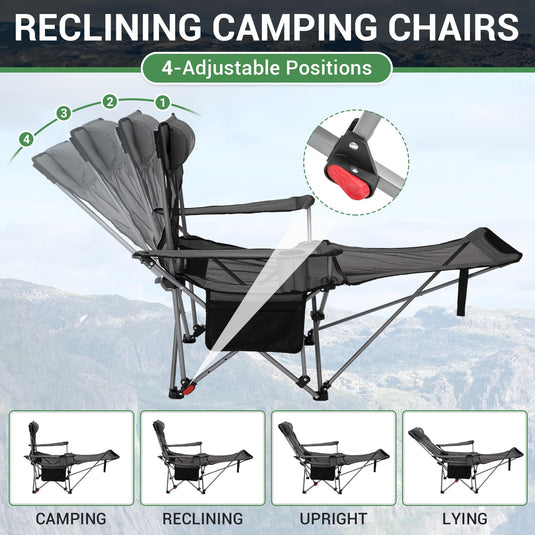 WEJOY 4-Position Reclining Camp Chair Grey