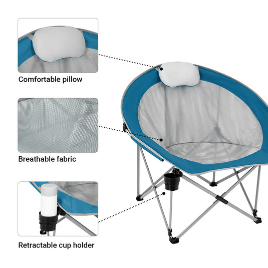 WEJOY Saucer Chair Breathable Mesh Chairs with Padded Pillow, Cup Holder