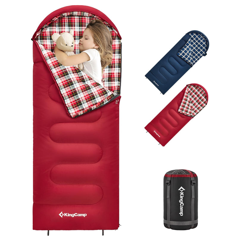 Load image into Gallery viewer, KingCamp CLOUDY 300S Kids Sleeping Bag-Envelope With Hood Red And Blue
