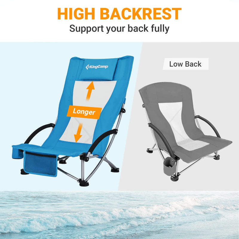 Load image into Gallery viewer, KingCamp High Mesh Back Low Sling Beach Chairs with High Backrest

