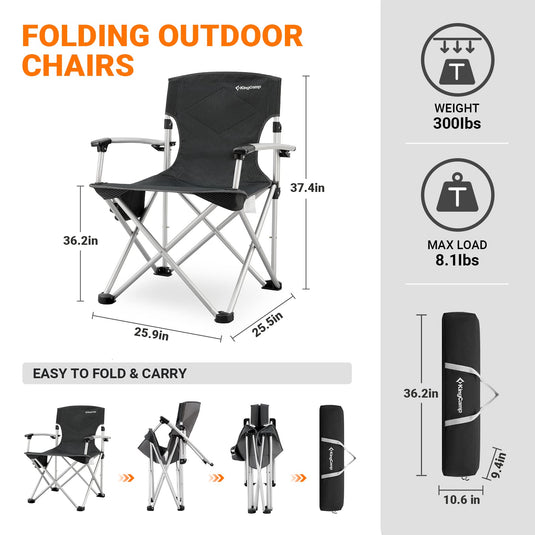 KingCamp CANNA HARD Compact Camp Chair Aluminum Hard Armrest