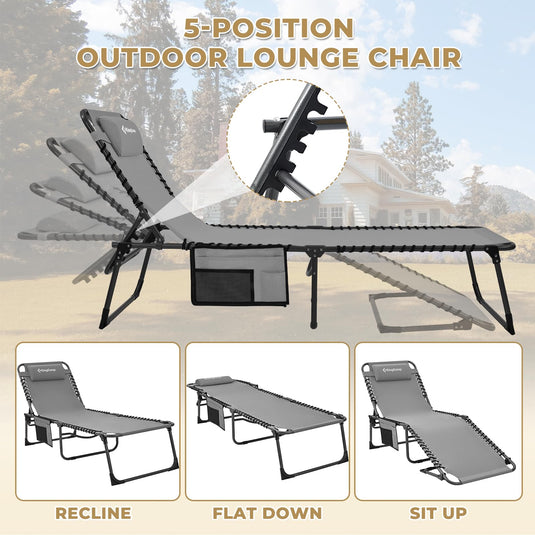 KingCamp 5 Position Outdoor Chaise Lounge Chair