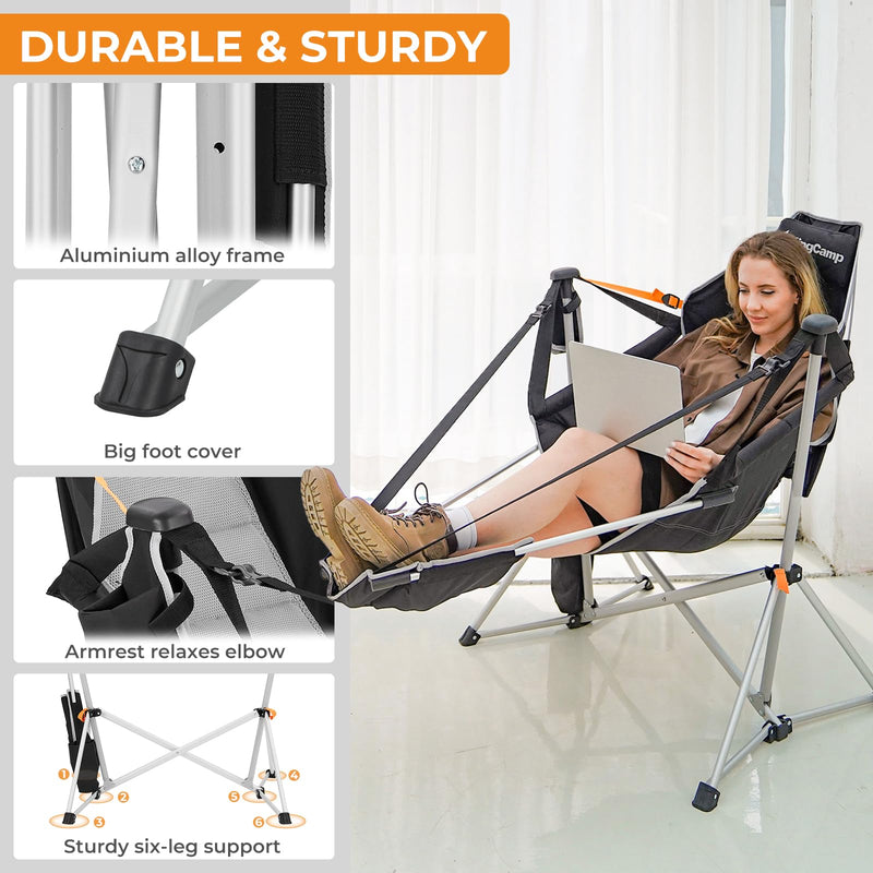 Load image into Gallery viewer, KingCamp ORCHID C20 Folding Rocking Chair Hammock Camping Chair Durable and Sturdy
