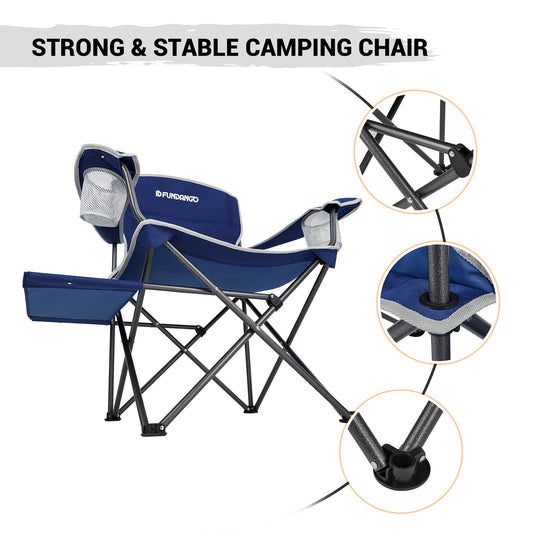 FUNDANGO Comfy Padded Camping Chair Arm Chair with Side Table