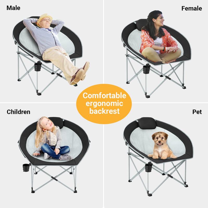 Load image into Gallery viewer, WEJOY Foldable Moon Chairs with Padded Pillow, Cup Holder

