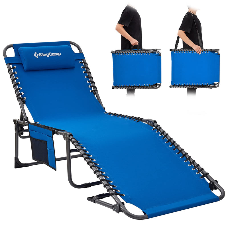 Load image into Gallery viewer, KingCamp 5 Position Outdoor Chaise Lounge Chair Blue
