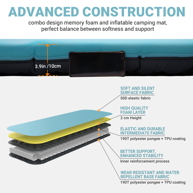 Load image into Gallery viewer, KingCamp Dual-Layer Memory Foam &amp; Air Pad Sleeping Mat
