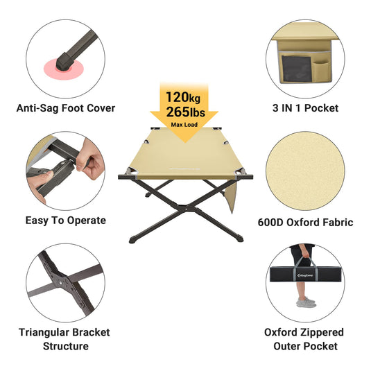 KingCamp BANYAN Steel Army Cot L Family Comfort Bed