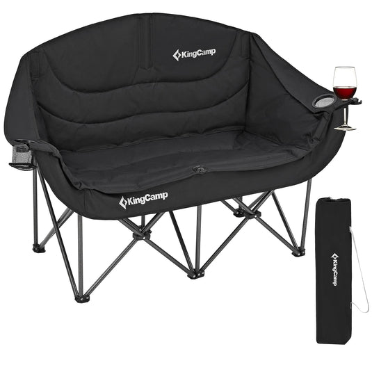 KingCamp Double Sofa Chair Camping Loveseat Black