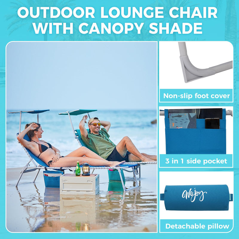 Load image into Gallery viewer, WEJOY Portable Outdoor Chaise Lounge with Canopy Shade
