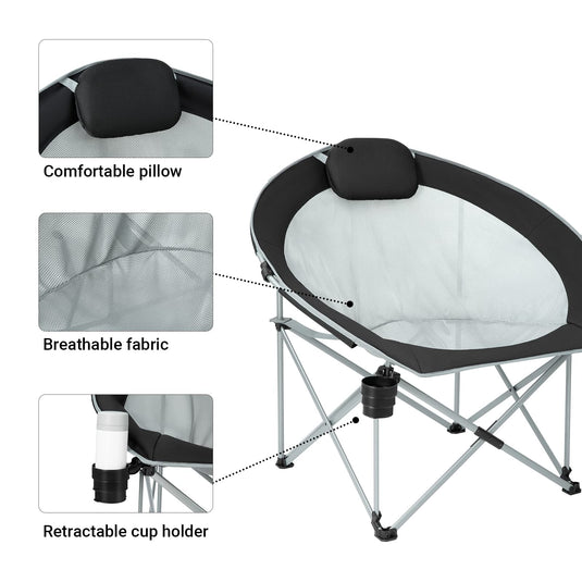 WEJOY Foldable Moon Chairs with Padded Pillow, Cup Holder