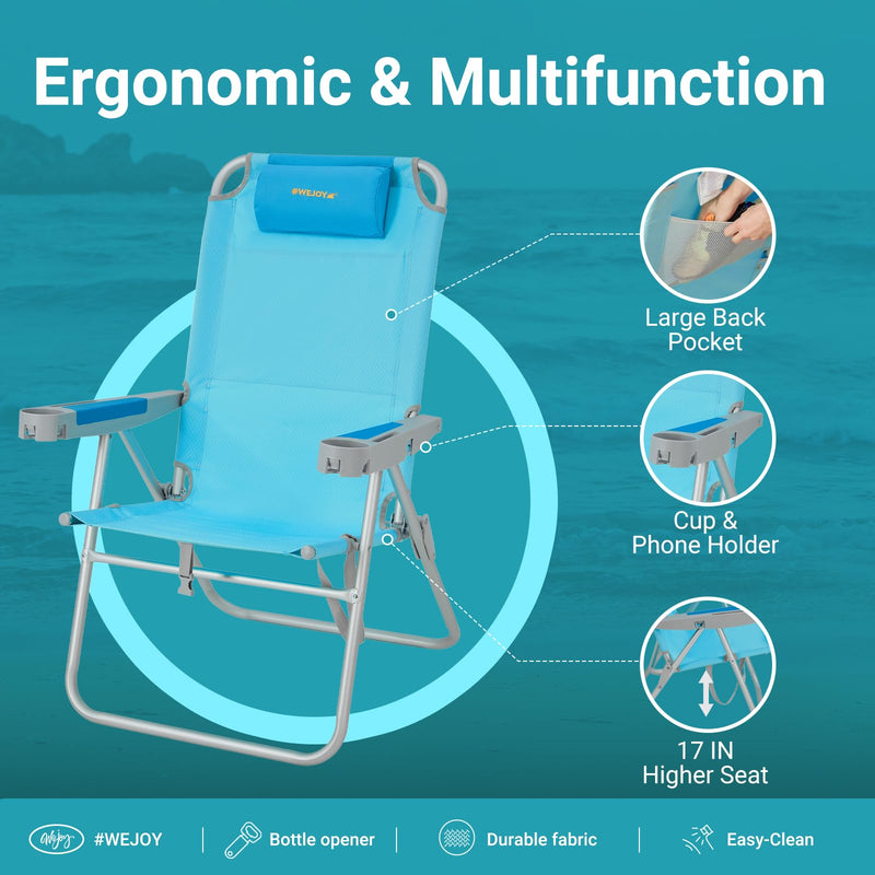 Load image into Gallery viewer, WEJOY 5-Position Backrest Adjustable Beach Chair Set of 2
