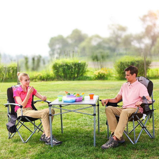 KingCamp Heavy Duty Steel Camping Chair with Zippered Backrest Pocket and Cooler Bag