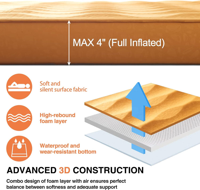 Load image into Gallery viewer, Self Inflating Sleeping Pad Queen Size Camping Mattress
