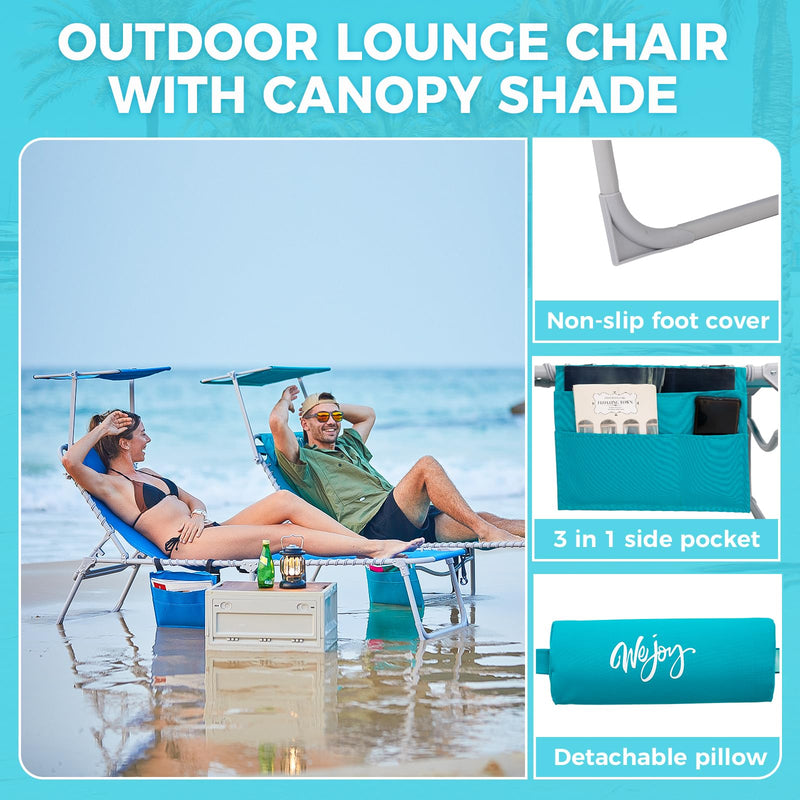 Load image into Gallery viewer, WEJOY Classic Portable Lounge Chair with Canopy Sun Shade
