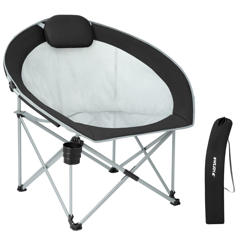 Load image into Gallery viewer, WEJOY Foldable Moon Chairs with Padded Pillow, Cup Holder

